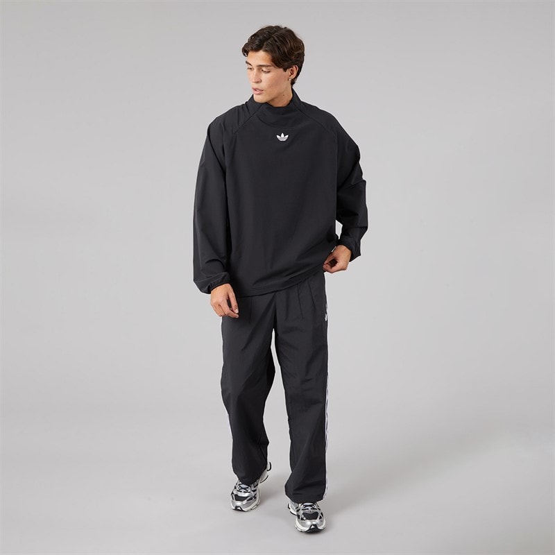 Mens 3 Stripes Loose Tailored Pants Black - Image 4