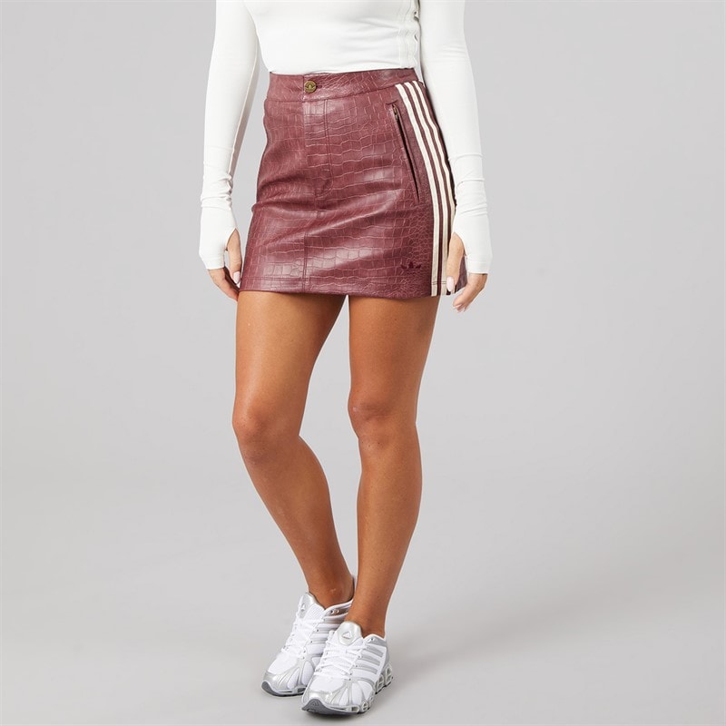 Womens Pleather Mini Skirt Maroon - Image 1
