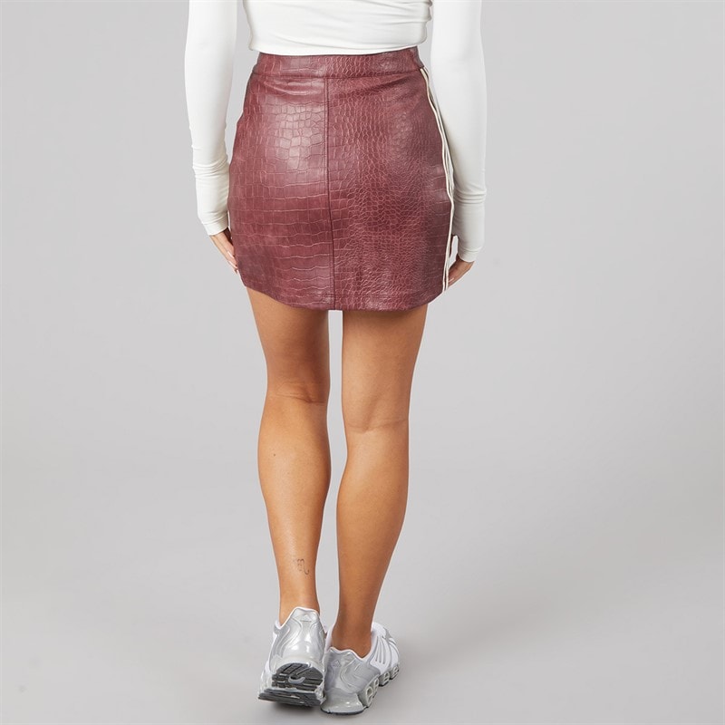 Womens Pleather Mini Skirt Maroon - Image 2