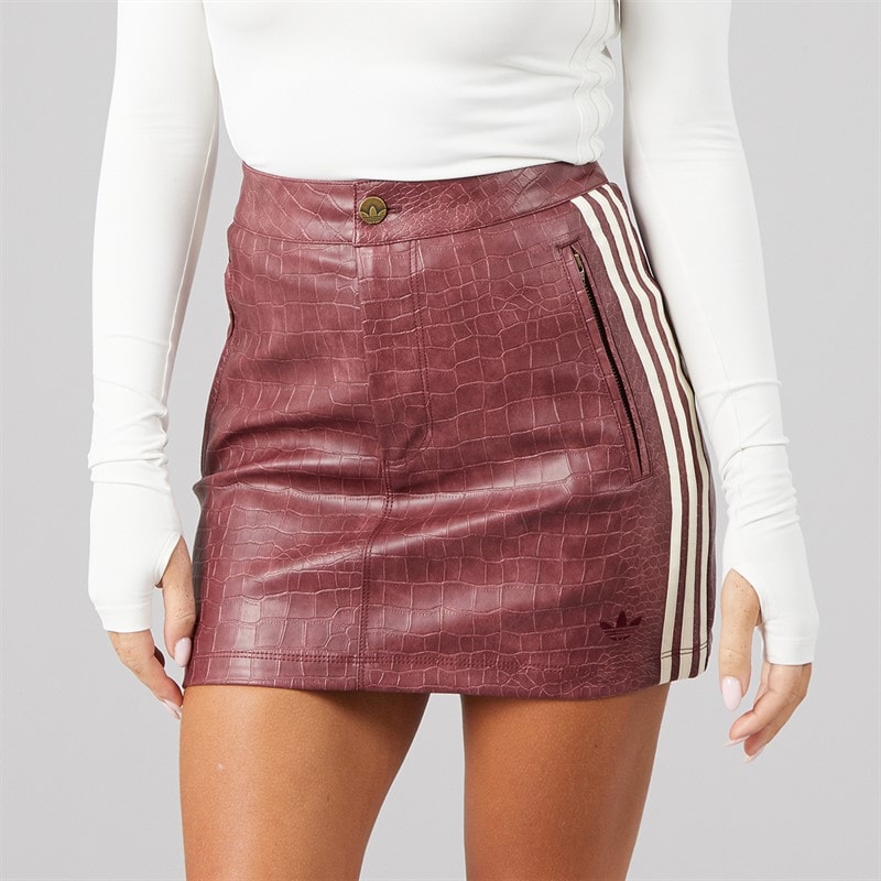 Womens Pleather Mini Skirt Maroon - Image 3