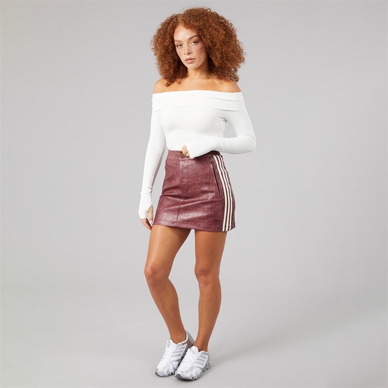 Womens Pleather Mini Skirt Maroon - Image 4