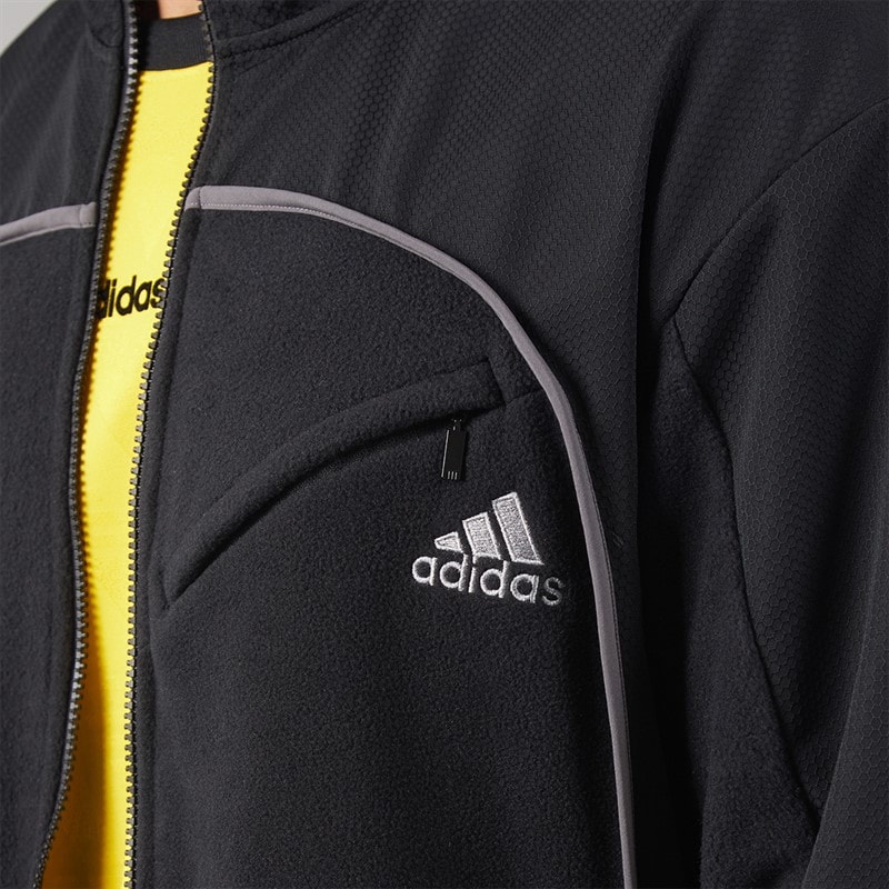 Mens Polar Fleece Full Zip Track Jacket Black - Image 3