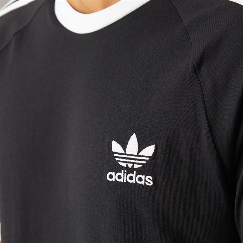 Mens Adicolor Classics 3 Stripes T-Shirt Black - Image 3