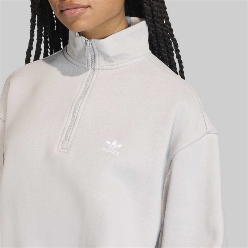 Womens Essentials 1/2 Zip Sweatshirt Grey Two - Image 3