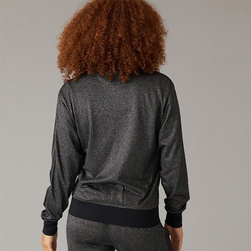 Womens Lurex Firebird Loose Fit Full Zip Track Jacket Black/Silver Metallic - Image 2