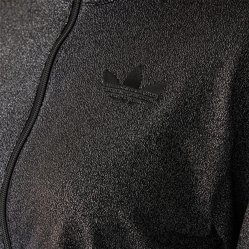 Womens Lurex Firebird Loose Fit Full Zip Track Jacket Black/Silver Metallic - Image 3