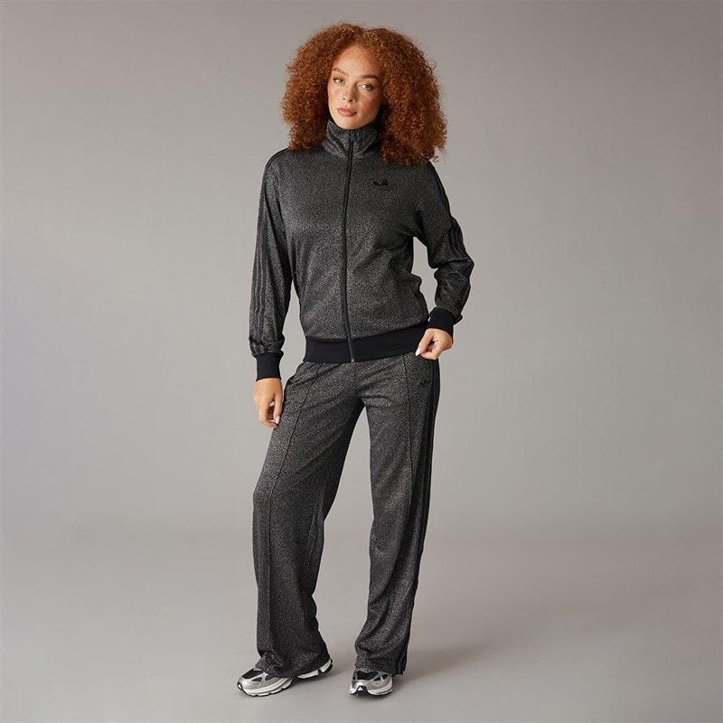 Womens Lurex Firebird Loose Fit Full Zip Track Jacket Black/Silver Metallic - Image 4