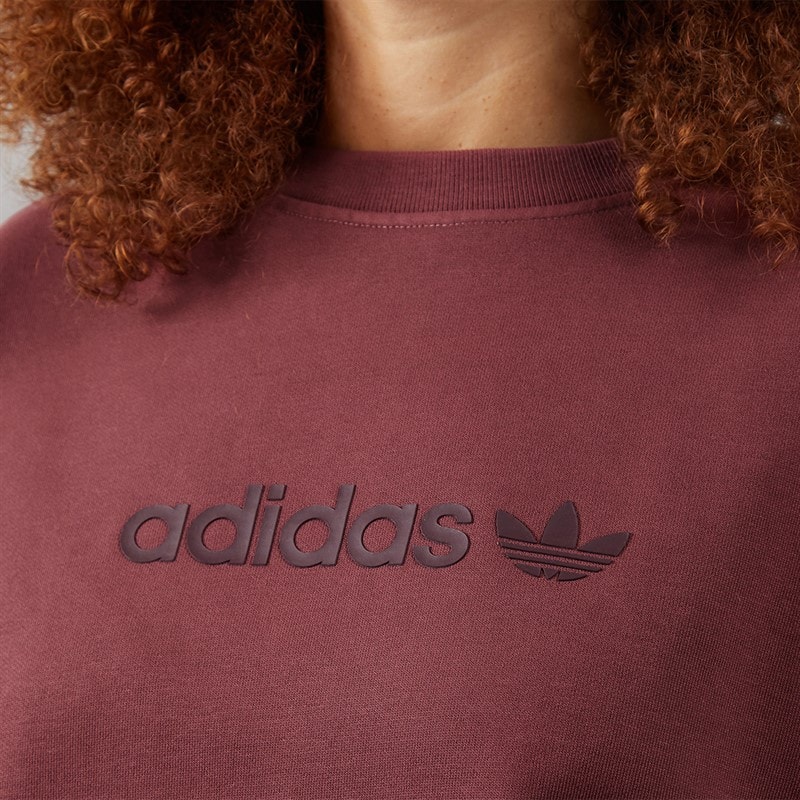 Womens Essentials Linear Logo Cropped Sweatshirt Maroon - Image 3