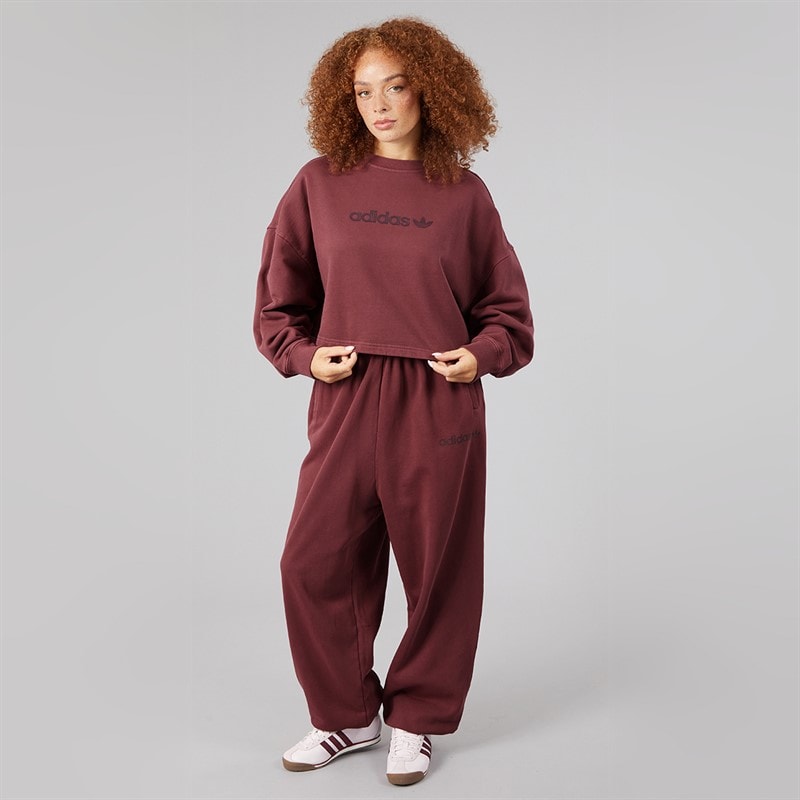 Womens Essentials Linear Logo Cropped Sweatshirt Maroon - Image 4