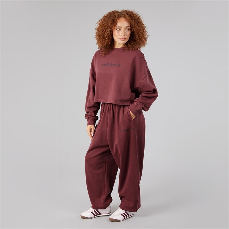 Womens Essentials Linear Boyfriend Fit (Japan Jogger) Joggers Maroon - Image 4