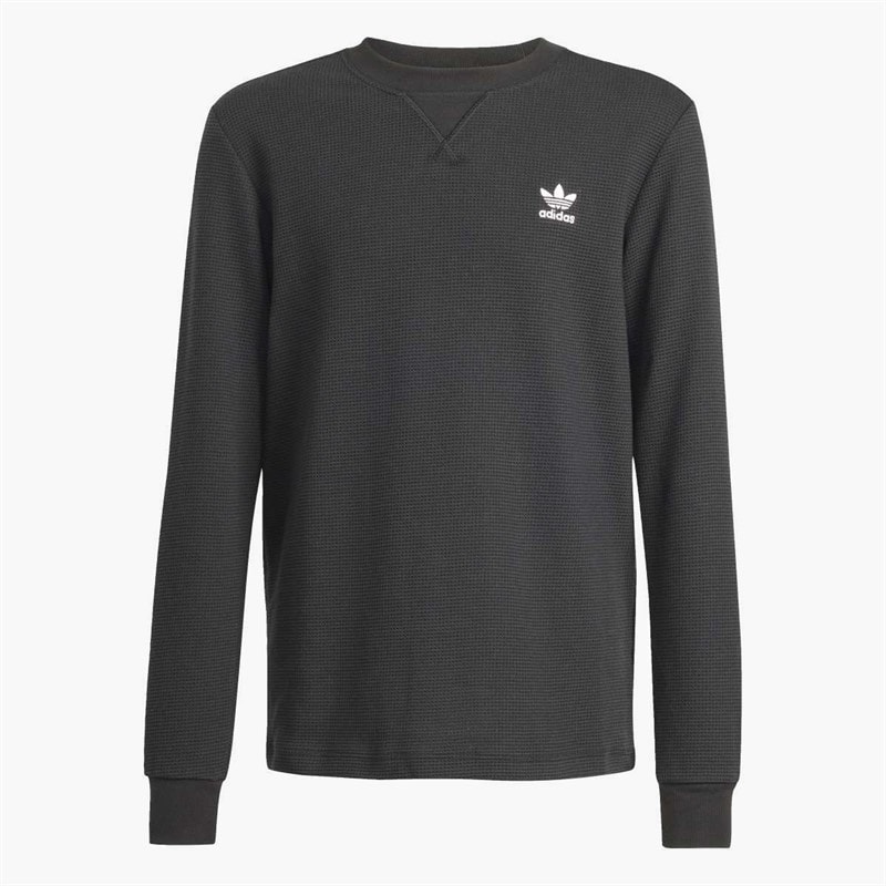 adidas Originals Junior Regular Waffle Long Sleeve Top Black