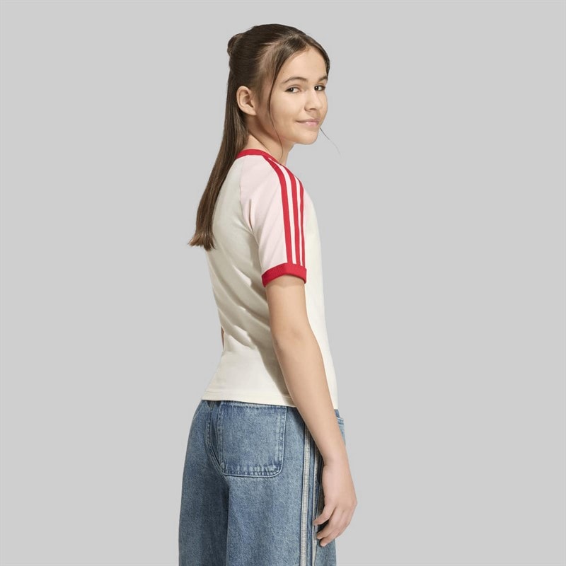 Junior Girls 3-Stripes Heart T-Shirt Cream White - Image 2