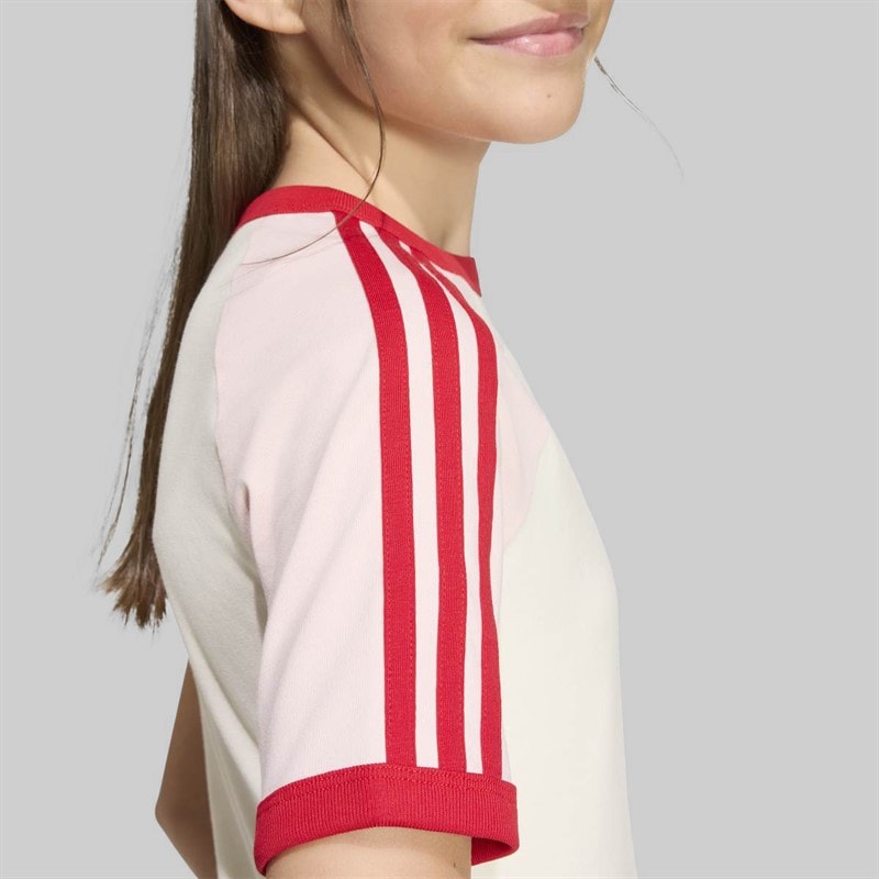 Junior Girls 3-Stripes Heart T-Shirt Cream White - Image 3