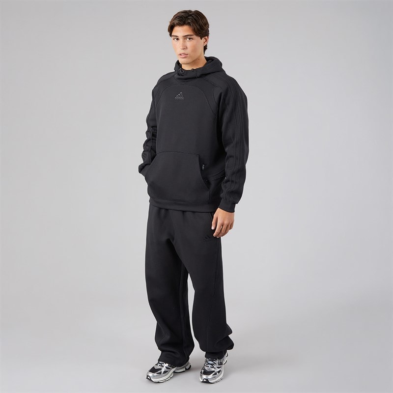 Mens Spacer Cutline Open Hem Joggers Black - Image 4