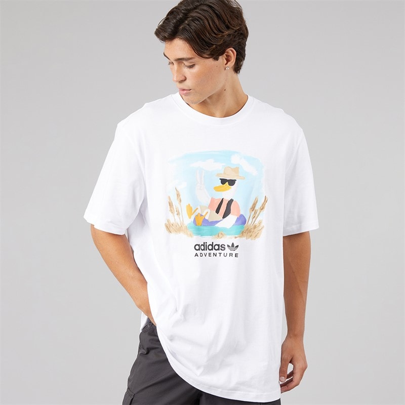Mens Adventure Graphic T-Shirt White - Image 1