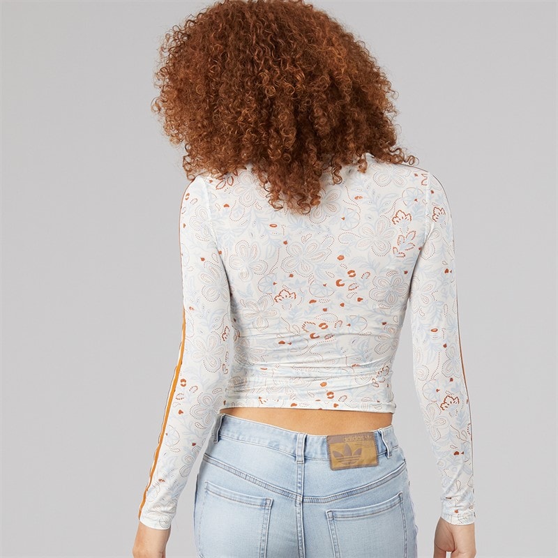 Womens Summer Glow Mesh Graphics Long Sleeve Top Off White/Rustic Orange - Image 2