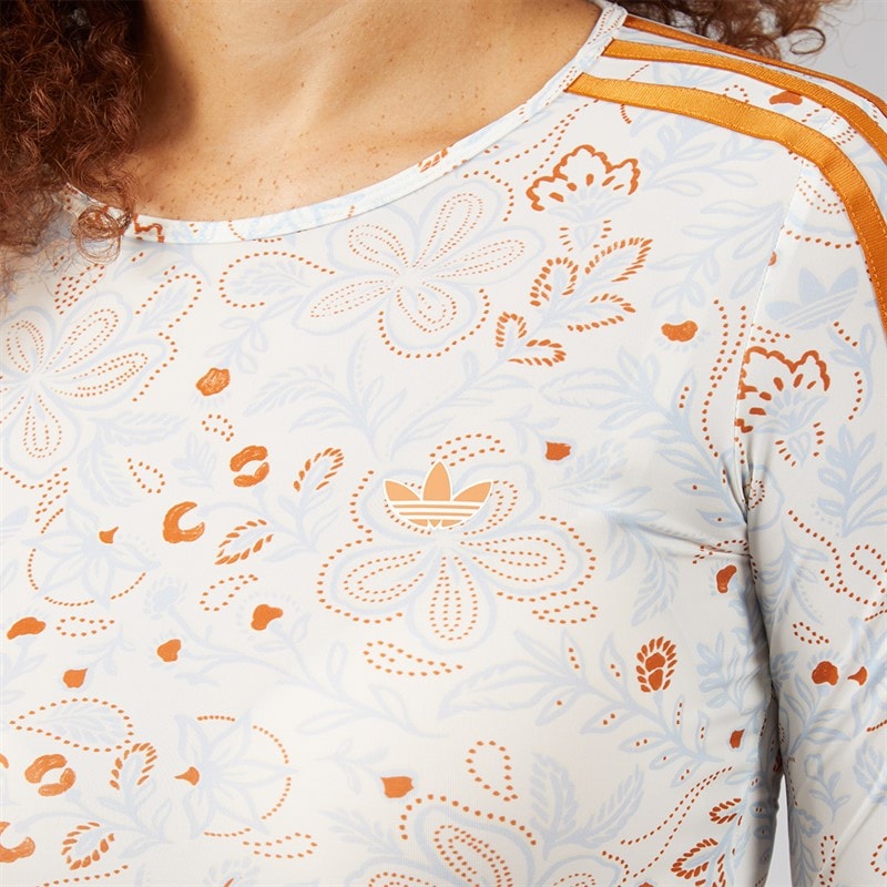Womens Summer Glow Mesh Graphics Long Sleeve Top Off White/Rustic Orange - Image 3