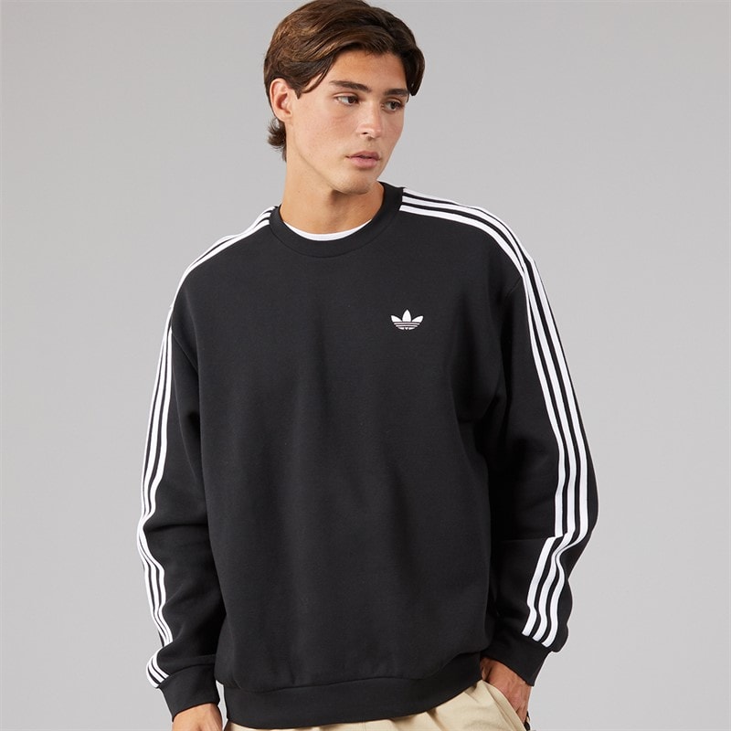 adidas Originals Mens Adicolor 3 Stripes Oversized Sweatshirt Black