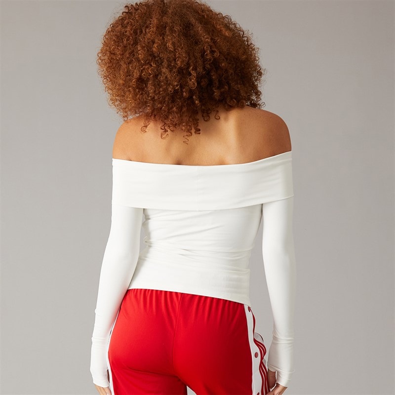 Womens Off Shoulder Long Sleeve Top Cloud White - Image 2