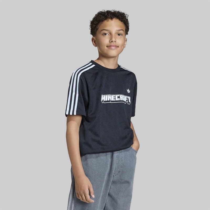 Junior Loose Jaquard T-Shirt Black/White - Image 2