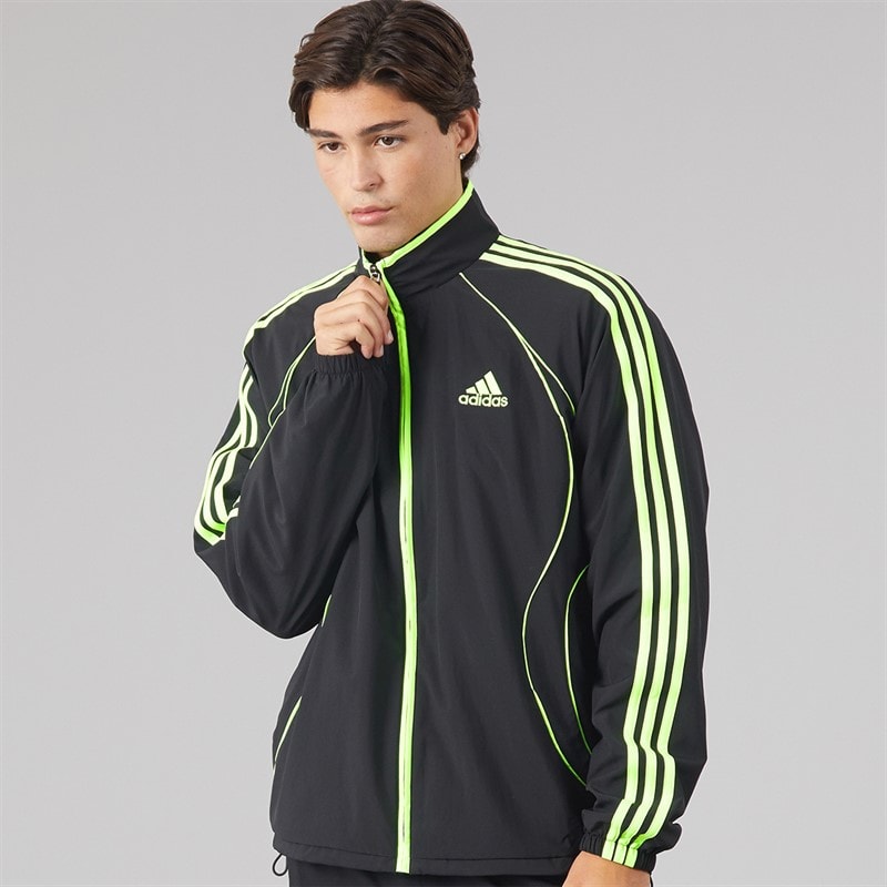 adidas Originals Mens Teamgeist Adicolor Full Zip Track Jacket Black/Signal Green