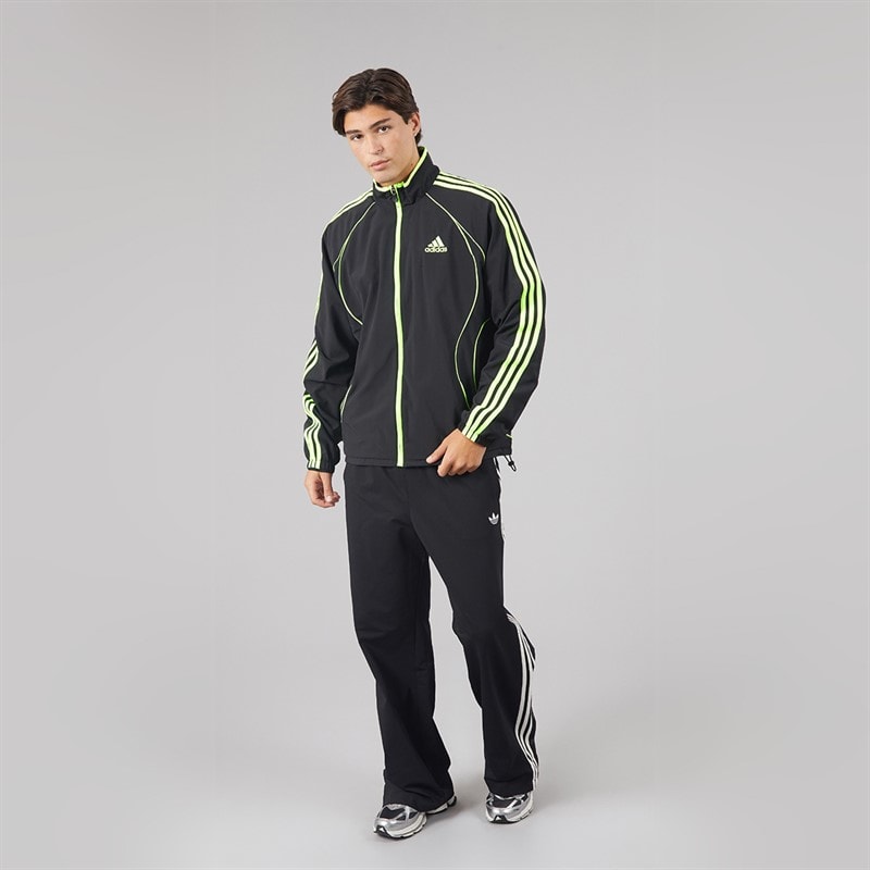 Mens Teamgeist Adicolor Full Zip Track Jacket Black/Signal Green - Image 4