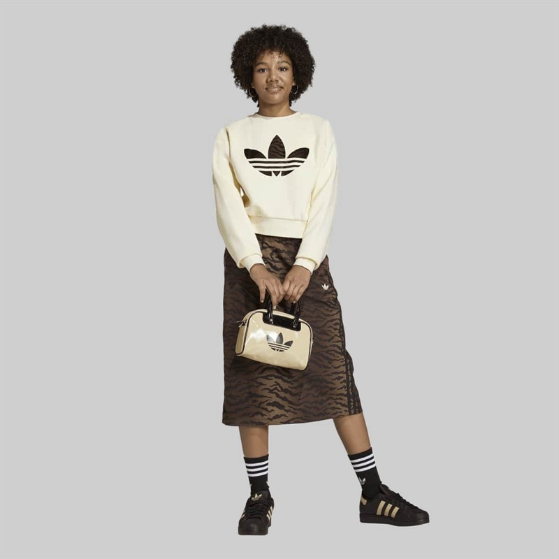 Junior Girls Trefoil Loose Boxy Sweatshirt Cream White - Image 4