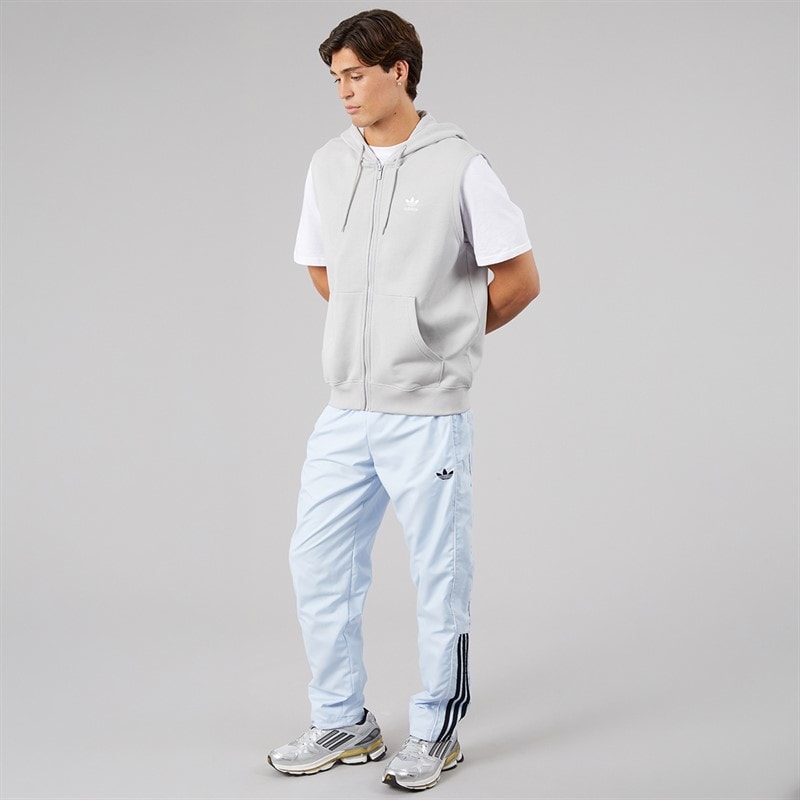 Mens Trefoil Essentials Sleeveless Hoodie Grey Two - Image 4