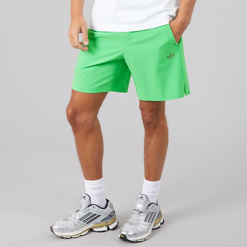adidas Originals Mens Tech Trefoil Essentials Shorts Semi Screaming Green