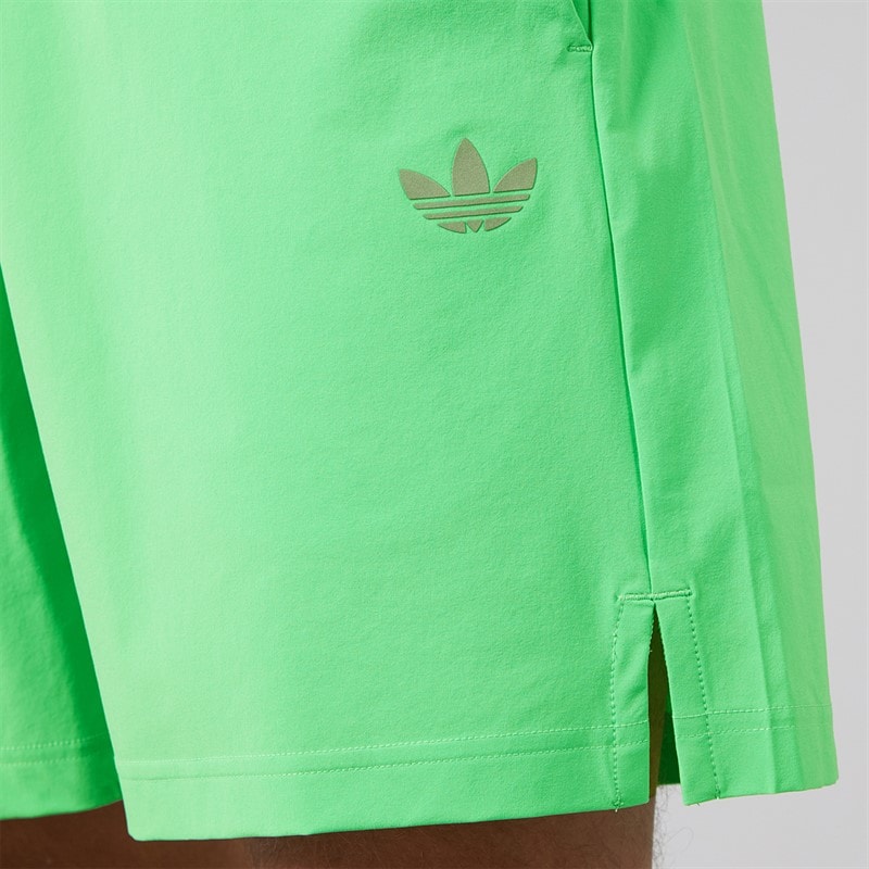 Mens Tech Trefoil Essentials Shorts Semi Screaming Green - Image 3