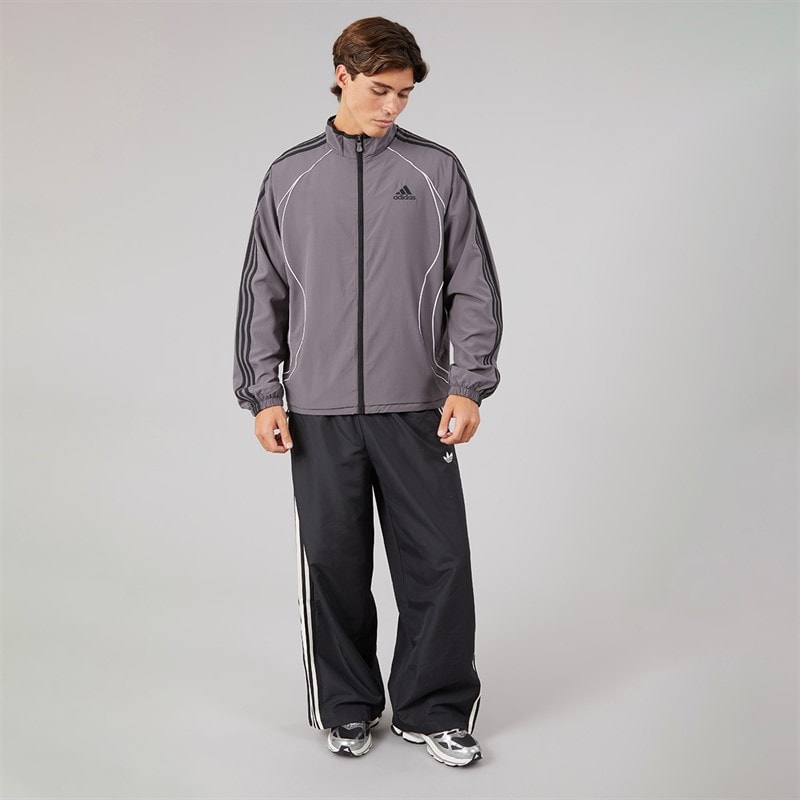 Mens Teamgeist Adicolor Full Zip Track Jacket Grey Strata/Black - Image 4