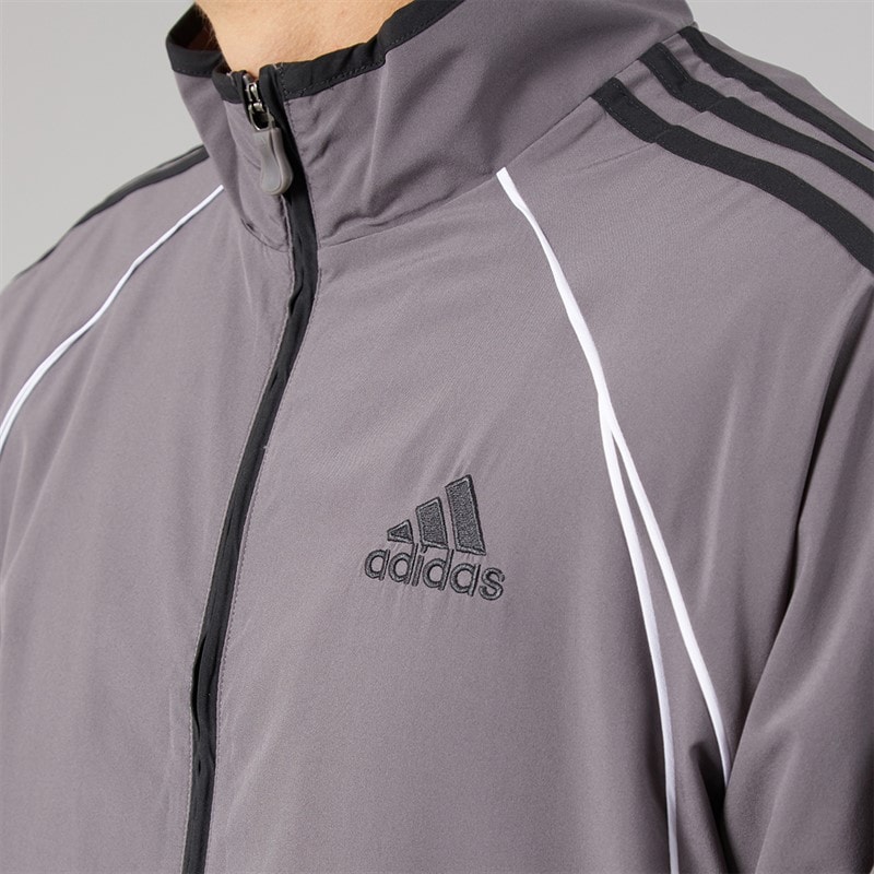 Mens Teamgeist Adicolor Full Zip Track Jacket Grey Strata/Black - Image 5