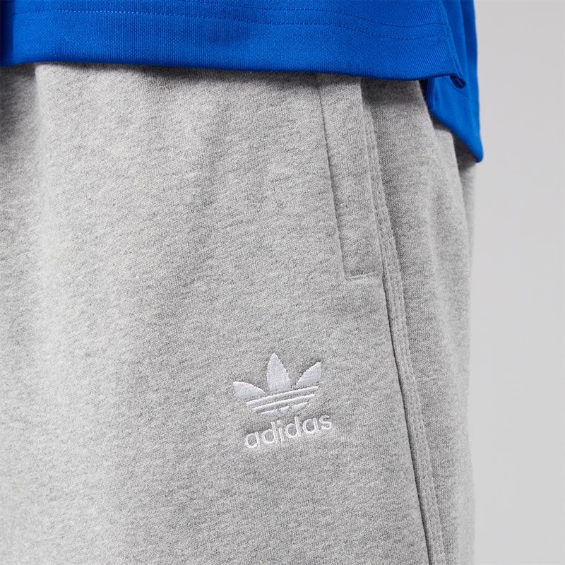 Mens Trefoil Essentials Open Hem Joggers Medium Grey Heather/White - Image 3