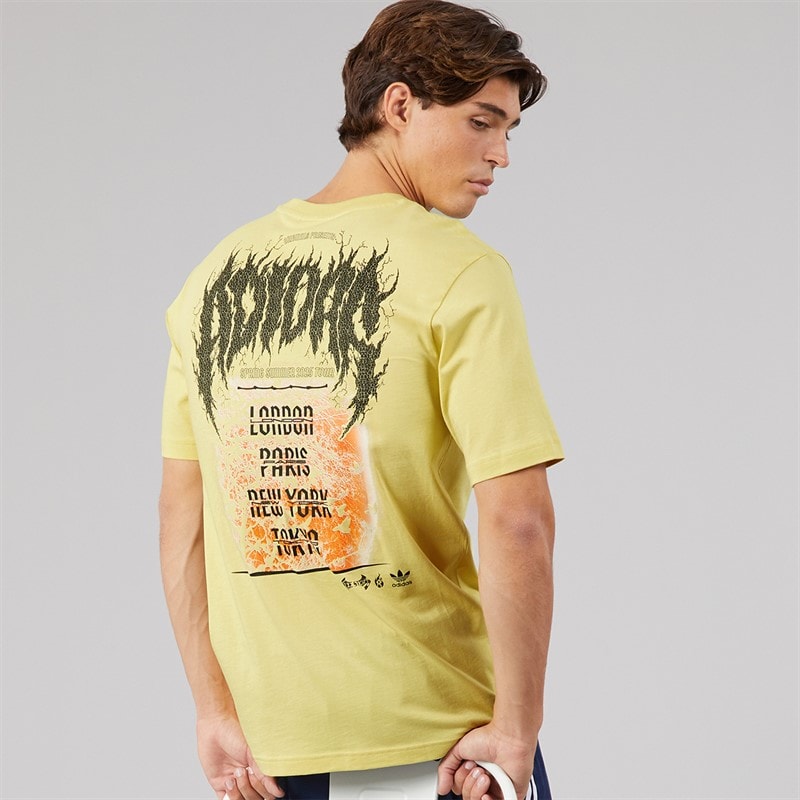 adidas Originals Mens Trefoil Series Back Graphic Logo T-Shirt Powder Yellow