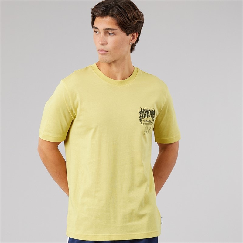 Mens Trefoil Series Back Graphic Logo T-Shirt Powder Yellow - Image 2