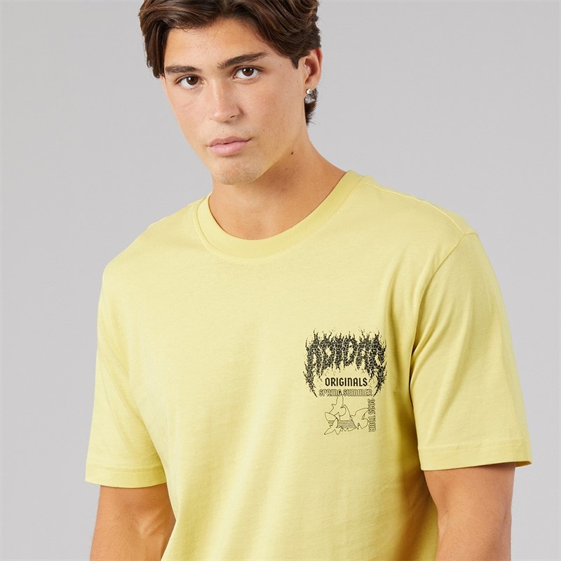 Mens Trefoil Series Back Graphic Logo T-Shirt Powder Yellow - Image 3