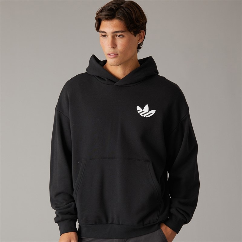 Mens World Wide Hoops Back Graphic Hoodie Black - Image 2