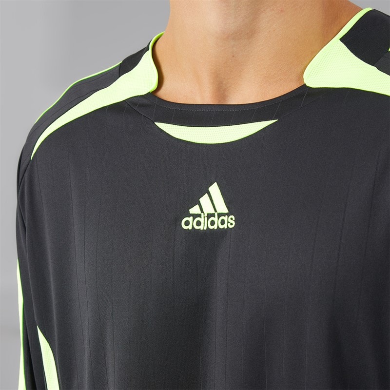 Mens Teamgeist Adicolor Long Sleeve T-Shirt Black/Signal Green - Image 3
