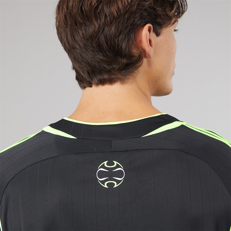 Mens Teamgeist Adicolor Long Sleeve T-Shirt Black/Signal Green - Image 5