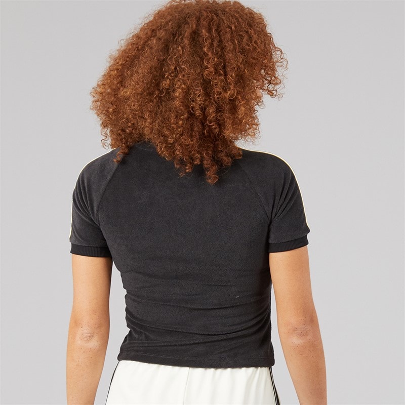 Womens Terry Towel Cali T-Shirt Black - Image 2