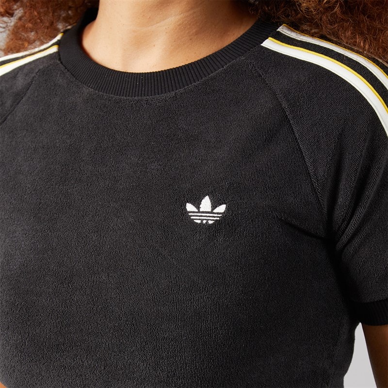 Womens Terry Towel Cali T-Shirt Black - Image 3