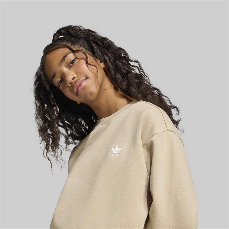 adidas Originals Junior Girls Trefoil Boxy Sweatshirt Stone Khaki