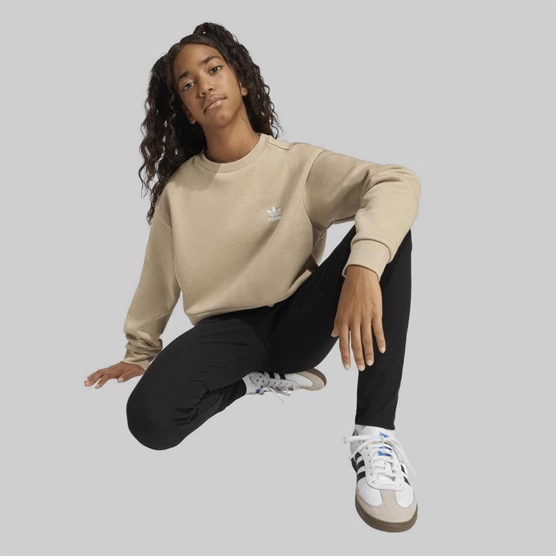 Junior Girls Trefoil Boxy Sweatshirt Stone Khaki - Image 4