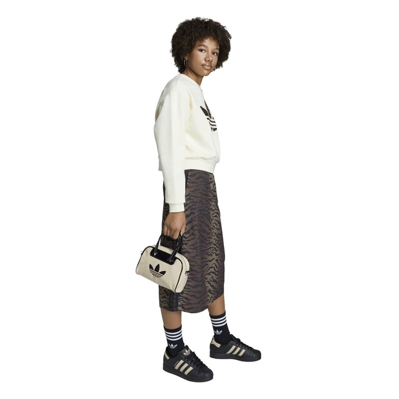 Junior Girls Trefoil All Over Print Twill Skirt Night Brown - Image 4