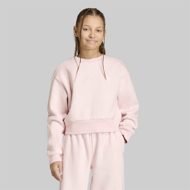 adidas Originals Junior Girls Boxy Crew Sweatshirt Sand Pink
