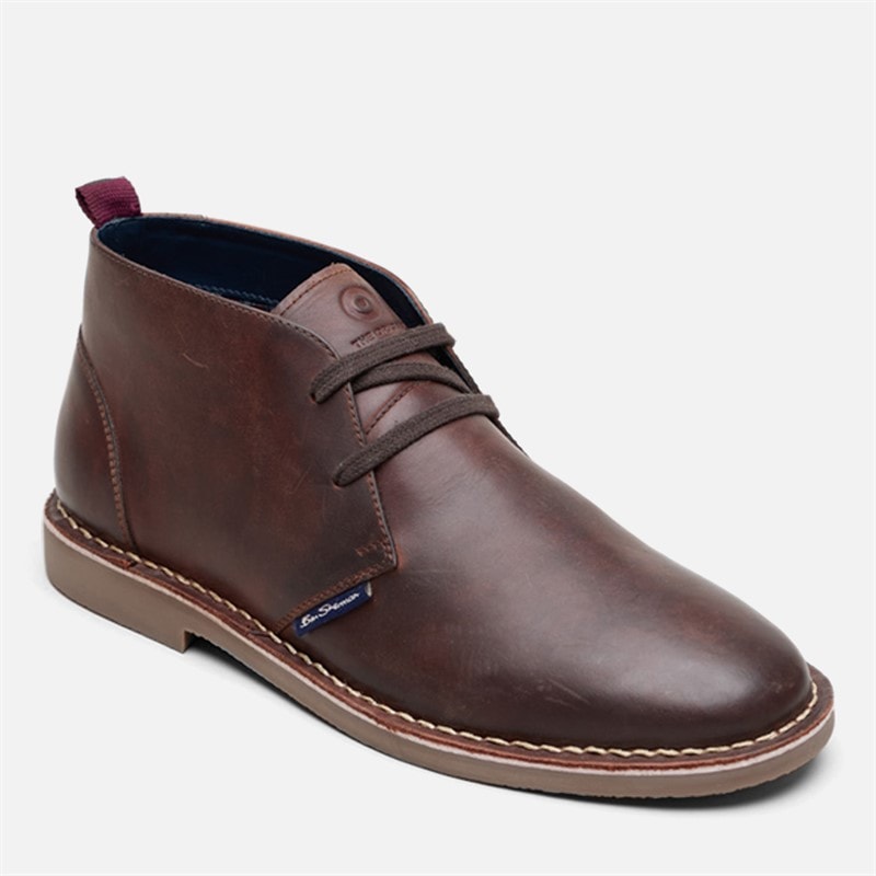 Mens Hemmings Leather Desert Boots Brown Leather - Image 2