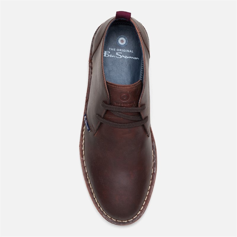 Mens Hemmings Leather Desert Boots Brown Leather - Image 3