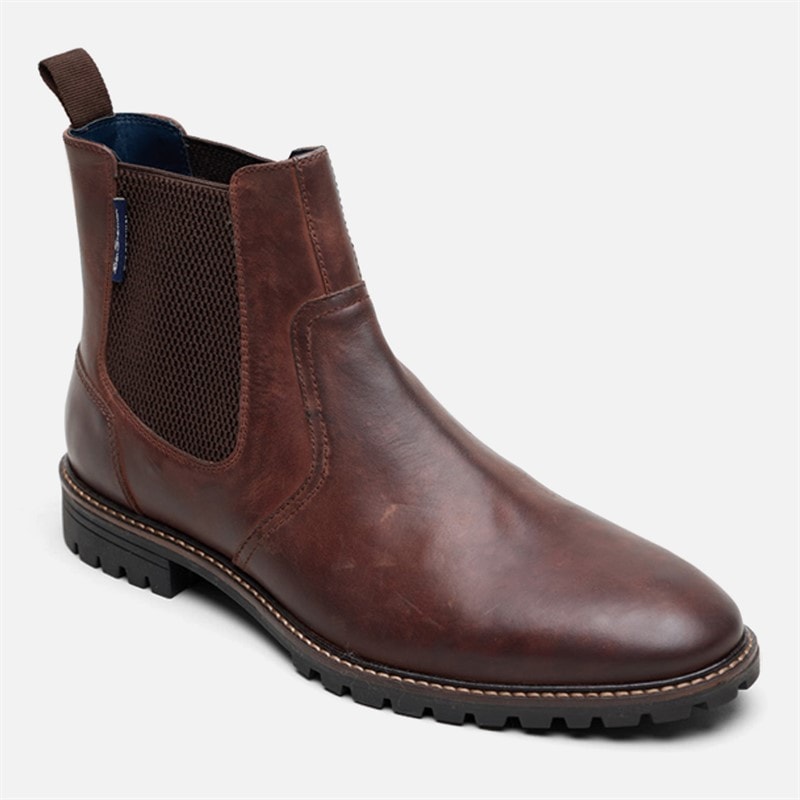 Mens Baron Leather Chelsea Boots Waxy Brown - Image 2