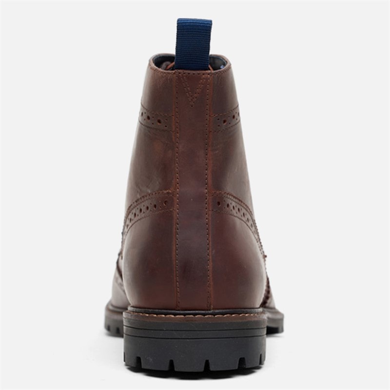 Mens Duke Leather Brogue Boots Waxy Brown - Image 3