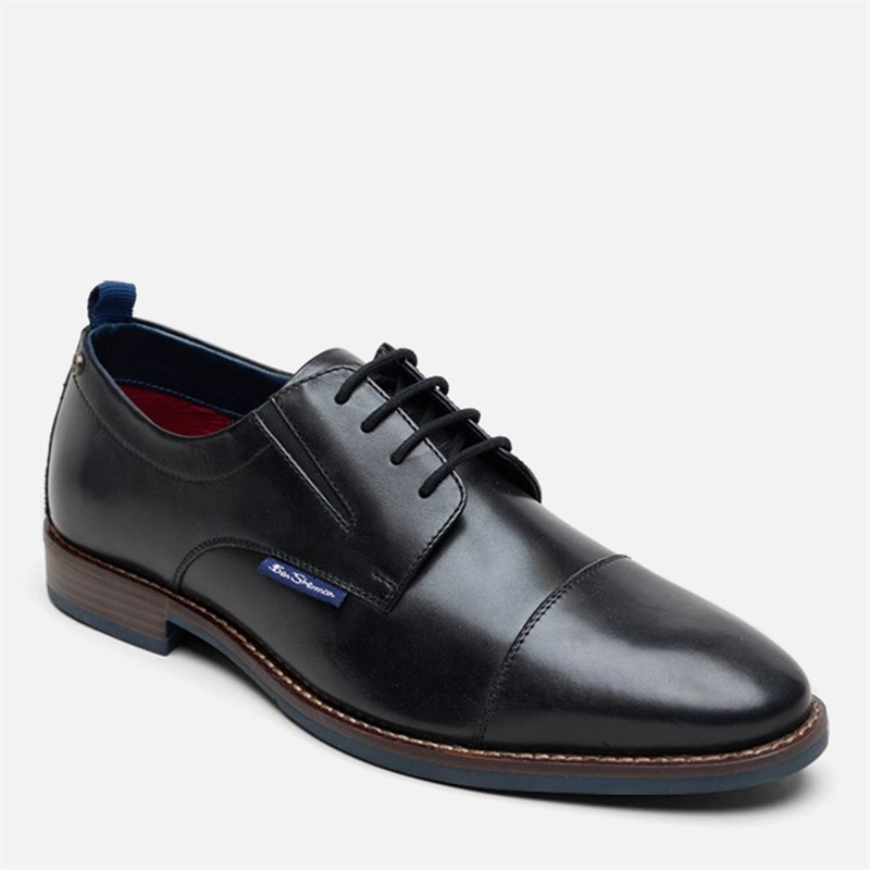 Mens Cavendish Toe Cap Shoes Black Leather - Image 2